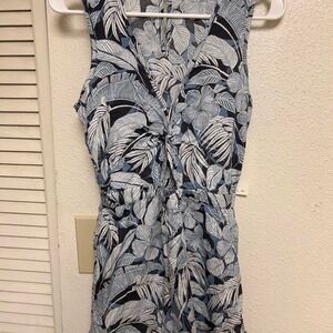 NEW O'Neill white and blue tropical leaf print romper in size XS